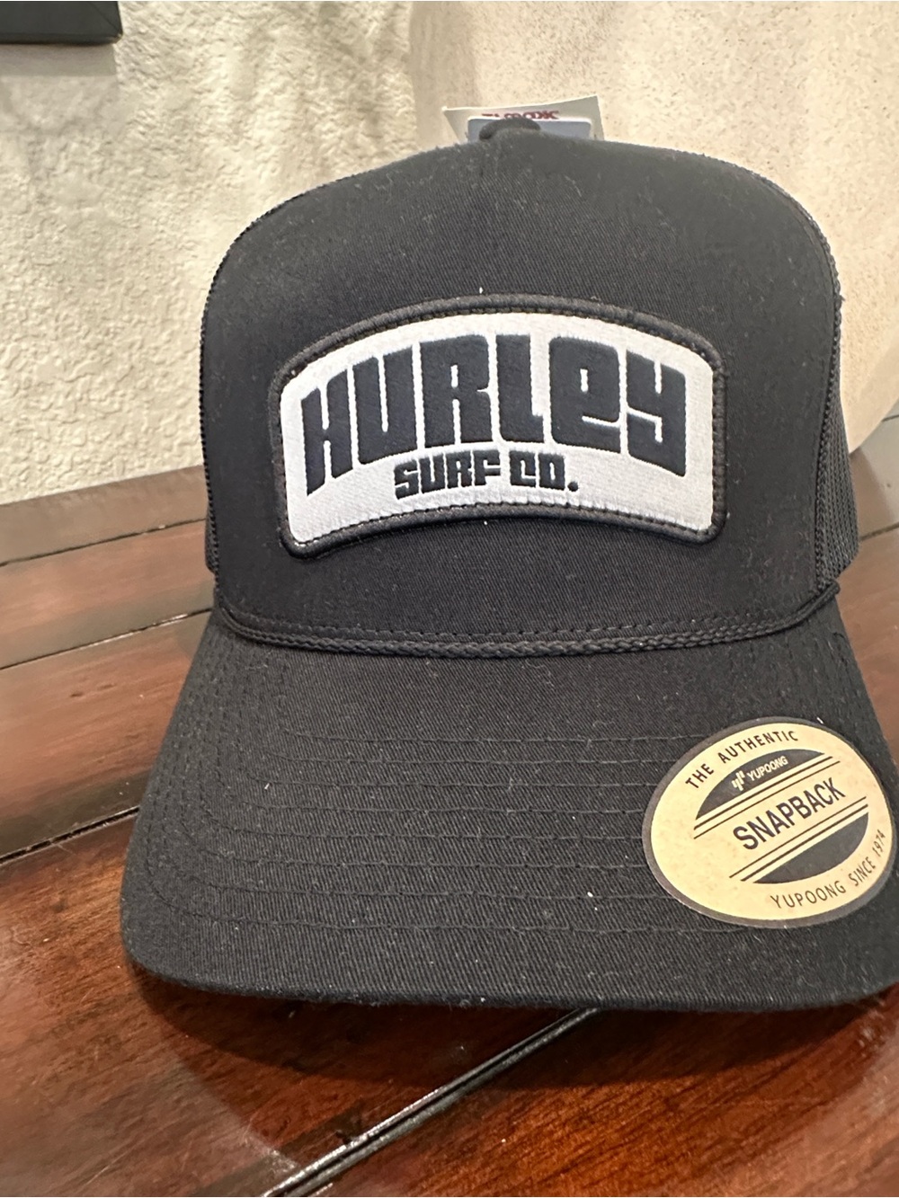 Hurley Black and White Surf Co. Patch Snapback Hat